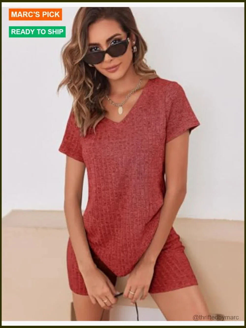 Two Piece Ribbed Short Set - Pajama & Workout